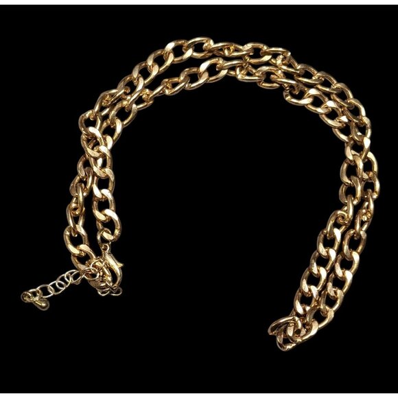 Classic Casual Gold Tone Curb Chain Necklace - Picture 1 of 6